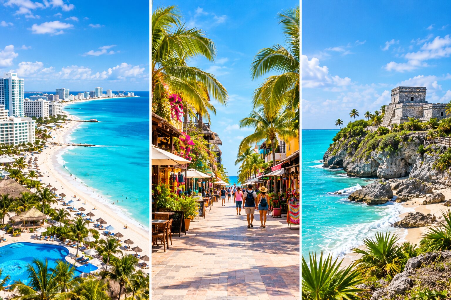 Cancun, Playa del Carmen and Tulum travel destinations along Mexico’s Caribbean coast